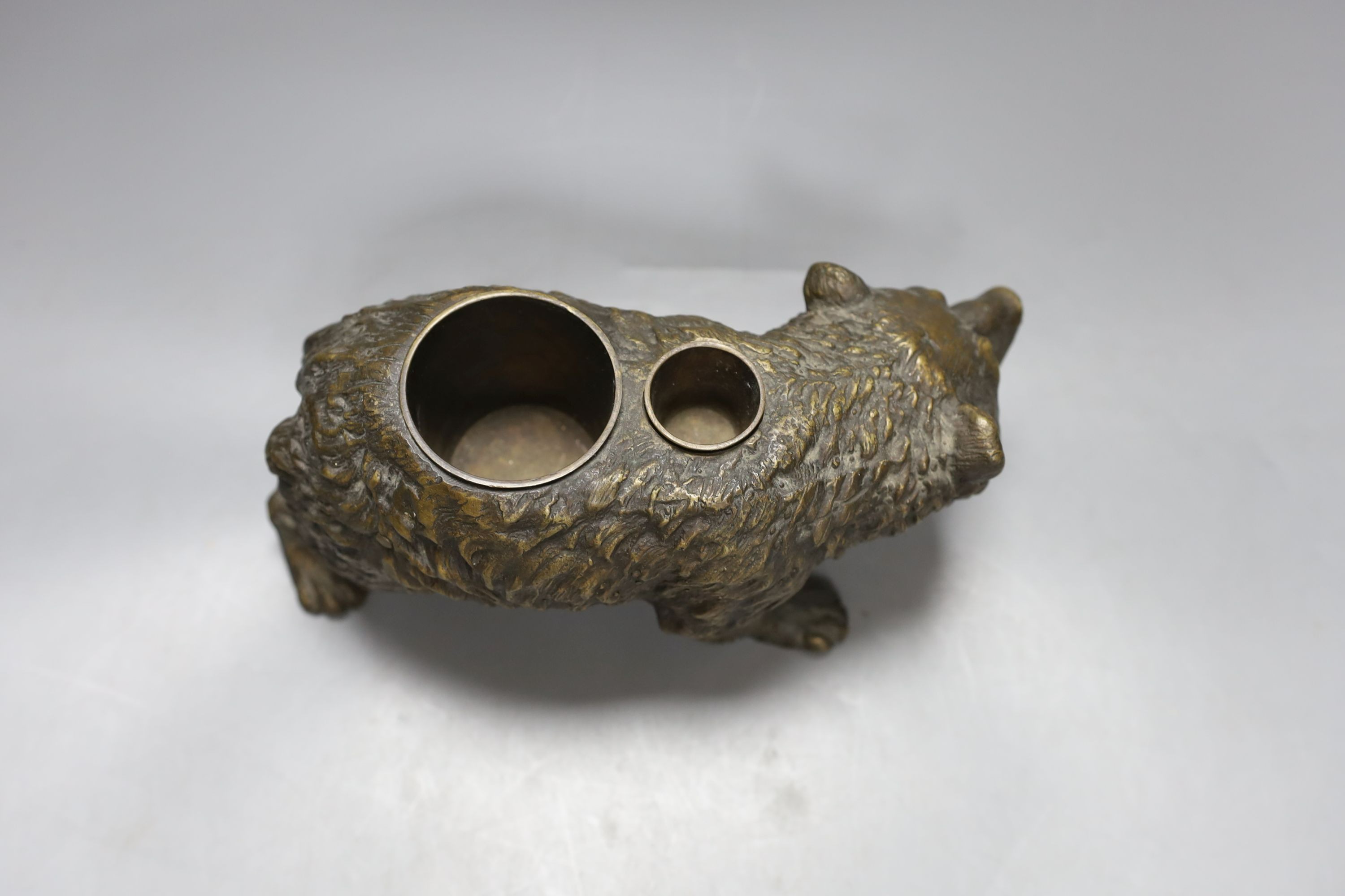 A Bronze ‘bear’ inkstand 21cm